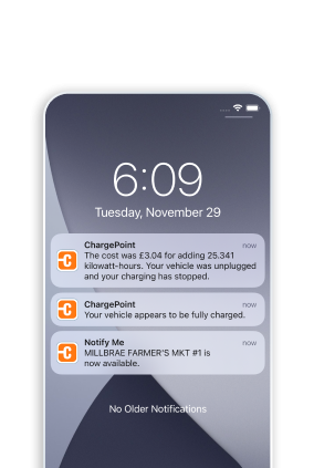 Screen ChargePoint app notifications